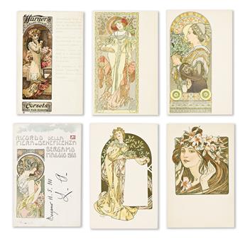 ALPHONSE MUCHA (1860-1939).  [ALPHONSE MUCHA POSTCARDS]. Collection of 115 postcards. Circa 1898-1911. Each approximately 5½x3½ inches,